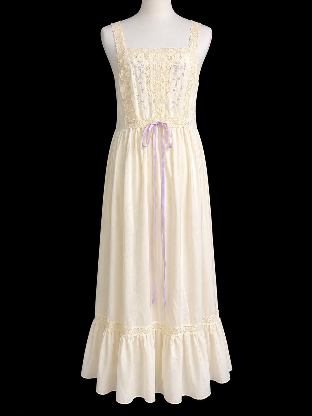 vintage Pinehurst Lingerie prairie-style sleepwear gown light yellow small - Picture 2 of 15